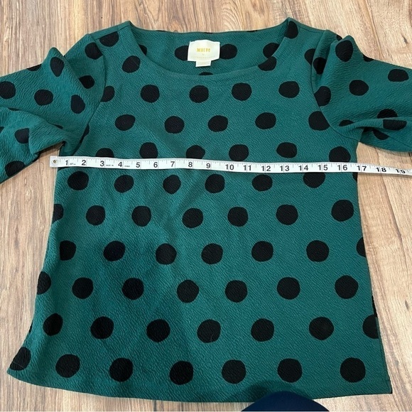 Maeve Anthropologie Green Black Polka Dot Pullover Top - Picture 8 of 10